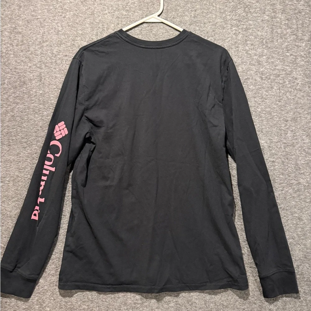 Columbia Graphic Long Sleeve Shirt Mens L black pink Find Your Path Logo Sleeve